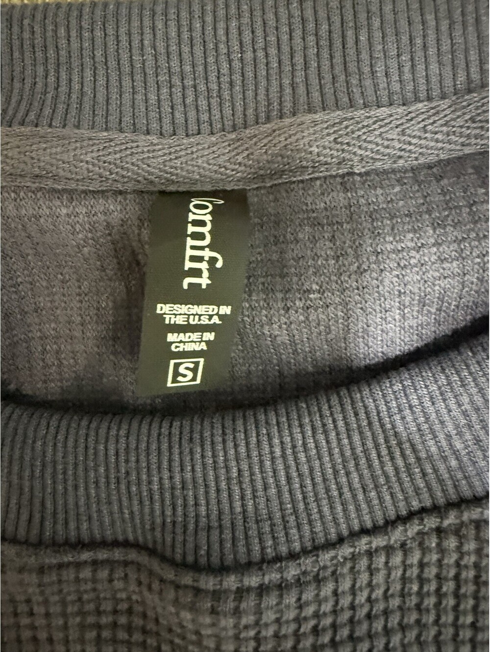 Comfrt Signature Comfort Waffle Set Lounge Crewneck Pants Slate Blue S - Picture 7 of 7